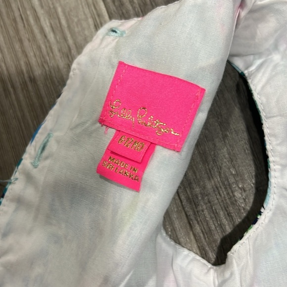 Lilly Pulitzer Shift Dress Seasalt Blue Barking Up The Palm Tree size 6-12M - Picture 6 of 8